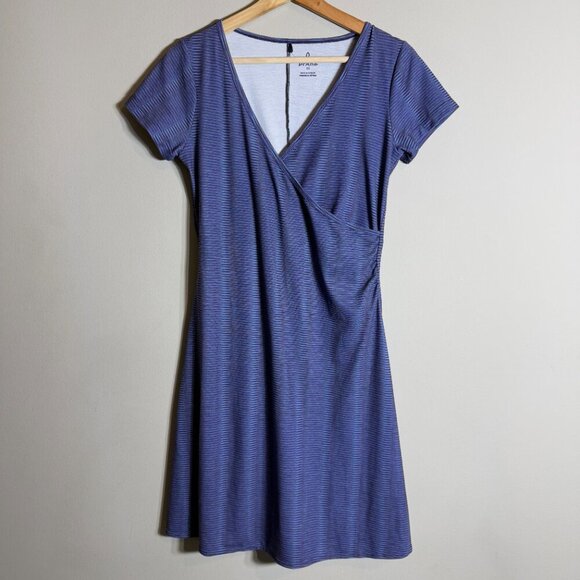 prAna Nadia Short Sleeve Wrap Mini Dress Women's XS Purple Active Activewear - Picture 4 of 11